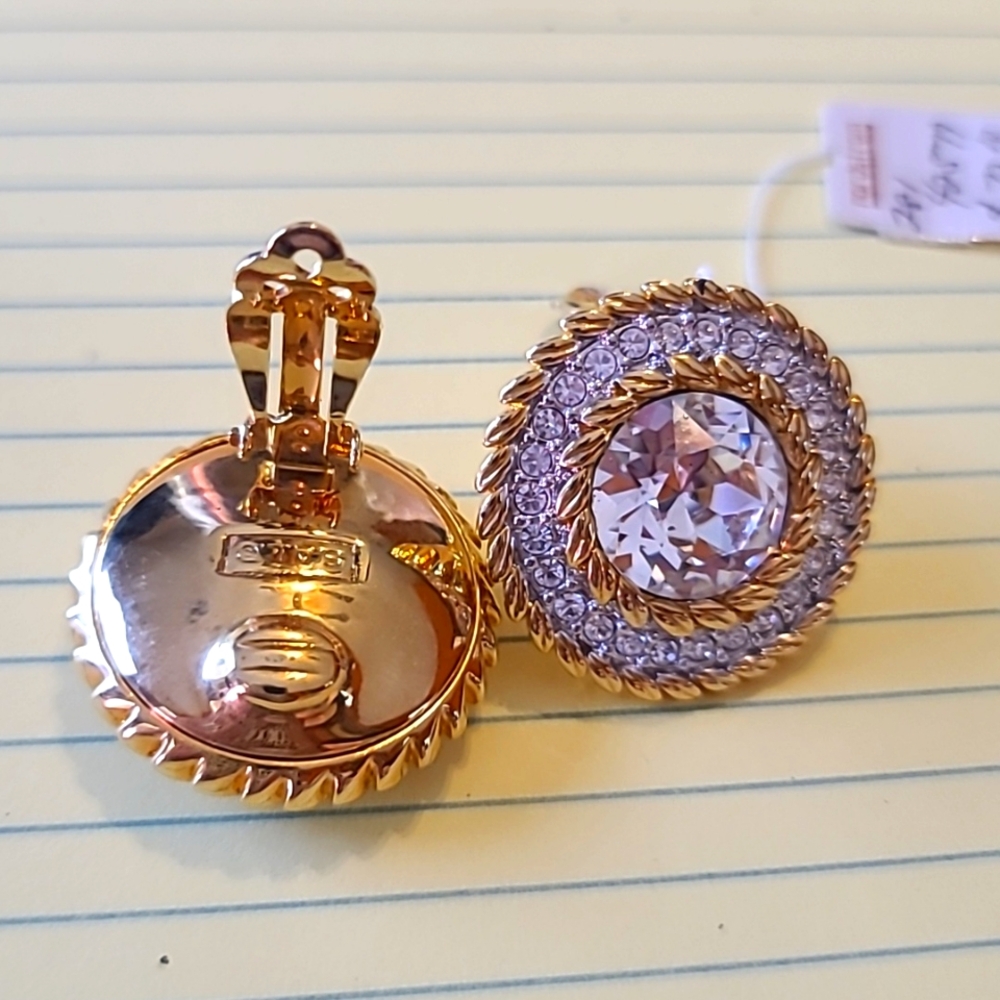 NWTS! Vintage 1985 SWAROVSKI SAL Gold Plated Over Rhodium Exquisite Clip On Ears - Picture 5 of 8